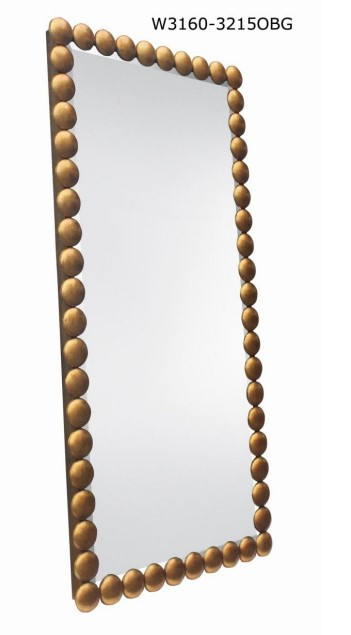 Nailhead Burnished Gold Leaner Mirror Room Scene