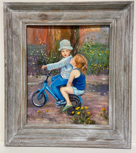 Boy and Girl on Bicylce Framed 20x24