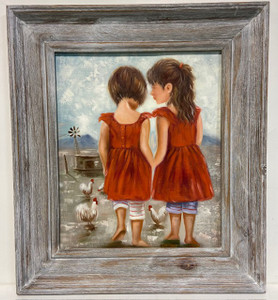 Sisters in Red Dresses Framed 20x24