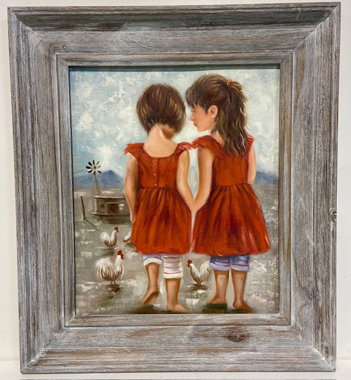 Sisters in Red Dresses Framed 20x24