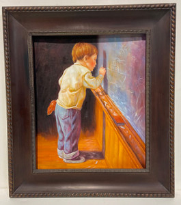 Boy drawing on Chalkboard Framed 20x24