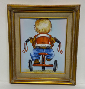 Boy on Red Tricycle Framed 20x24