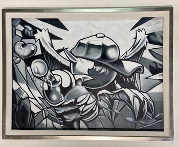 Black and White Abstract  Framed 30x40