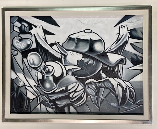 Black and White Abstract  Framed 30x40