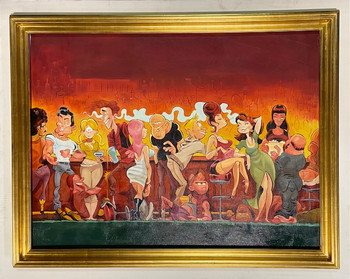 Characters Bar Scene Framed 36x48