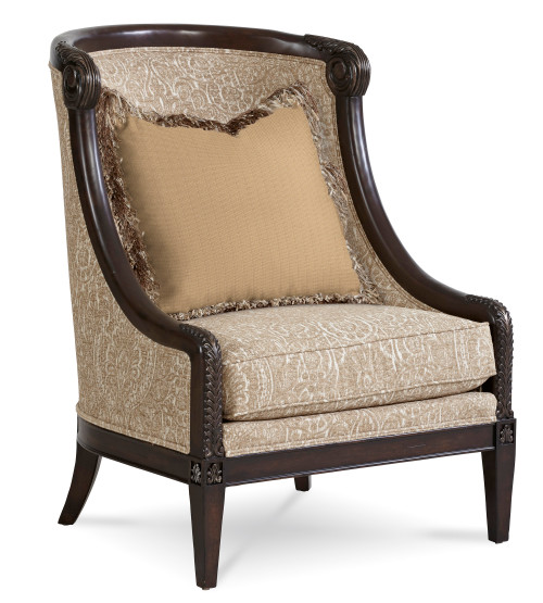509 - Giovanna  Collection European-inspired Transitional  Giovanna Carved Wood Accent Chair Close Up Image