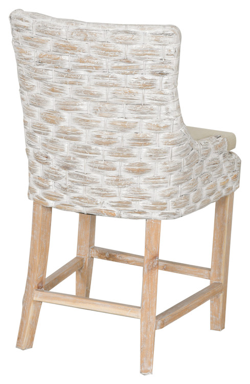 Alfresco Wide Weave Counter Stool White Wash Close Up Image