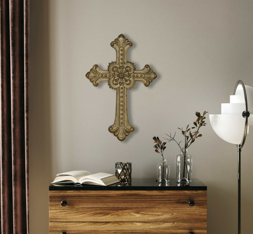 Antique Gold Cross Close Up Image