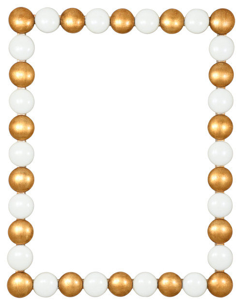 Nailhead White and Gold Picture Frame
