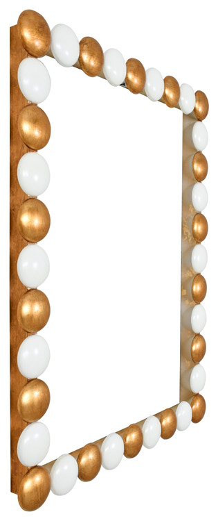 Nailhead White and Gold Picture Frame Close Up Image