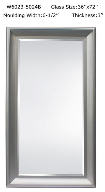 Sterling Wall Leaner Mirror Silver with Champagne Wash and Silver Metal Accent 48"W x 84"H