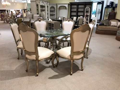 Anglia 72 Round Pedestal Dining Table with Glass Top-Platine Room Scene