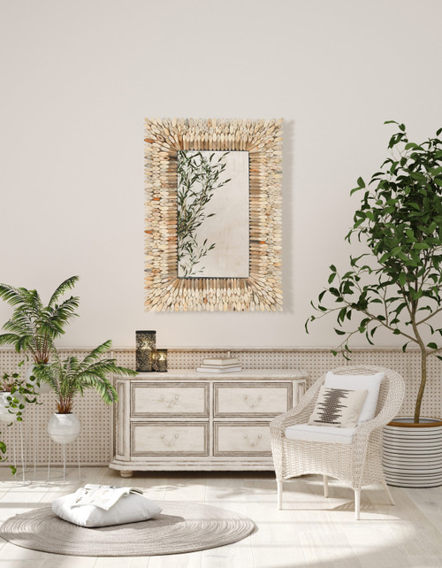 Authentic Natural Wood Mirror 35W x 51H Room Scene
