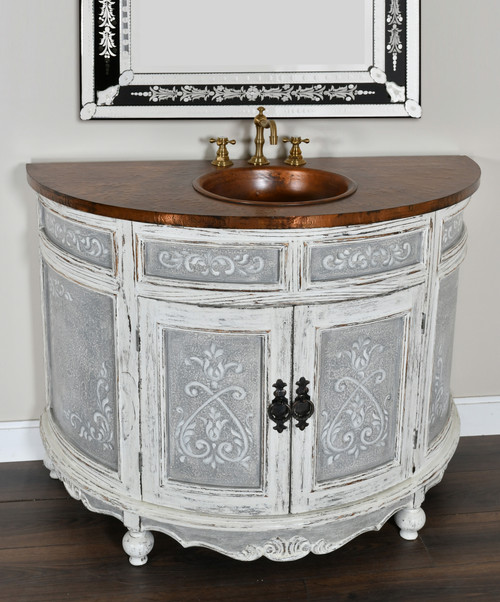 Cabo Blanco Peruvian Copper Top Blanco Bathroom Vanity 48W Room Scene