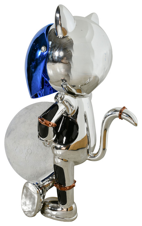 Cool Space Cat Leaning on Moon Close Up Image