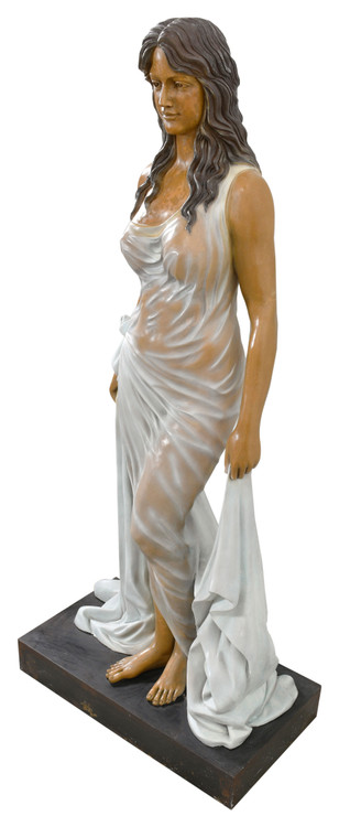Cast Copper Woman Statue on Base 20746 Close Up Image