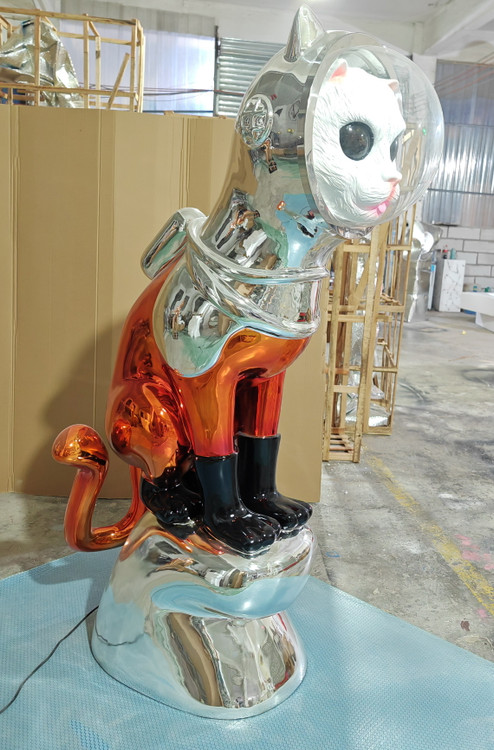 Space Cat Sculpture Life Size Room Scene