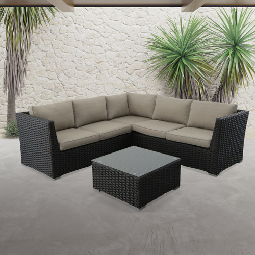 Summerfield Black Sectional with Coffee Table Room Scene