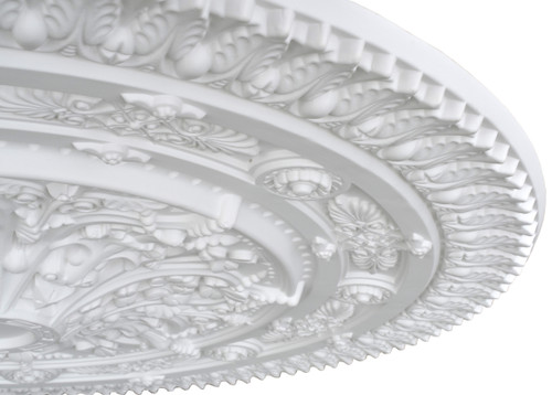 Classic White Round Ceiling Medallion 37 Inch Dia Close Up Image