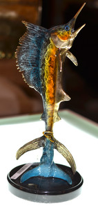 Marlin on Marble Base in Special Patina