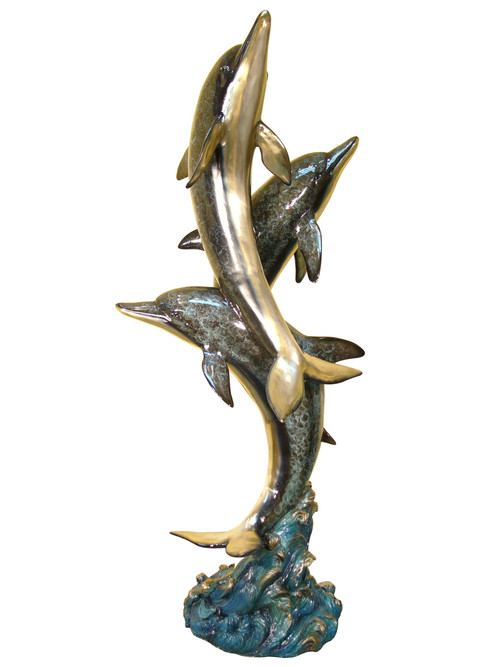 Three Dolphins Sculpture Fountain in Polychrome Finishing Room Scene