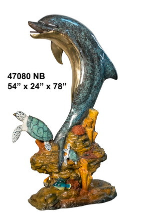 Dolphin and Turtle in (Special Patina