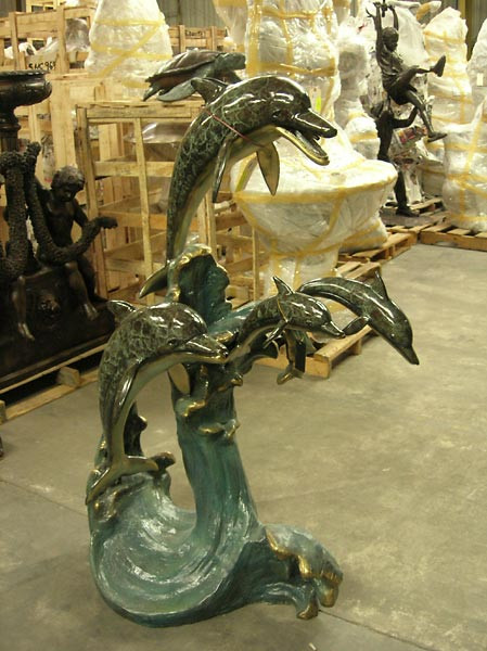Dolphin Fountain in Special Patina
