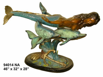 Mermaid and  Dolphin Table in Special Patina