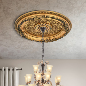 Round Gold Brown Leaf Ceiling Medallion 24.5in