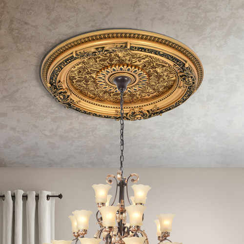 Round Gold Brown Leaf Ceiling Medallion 24.5in