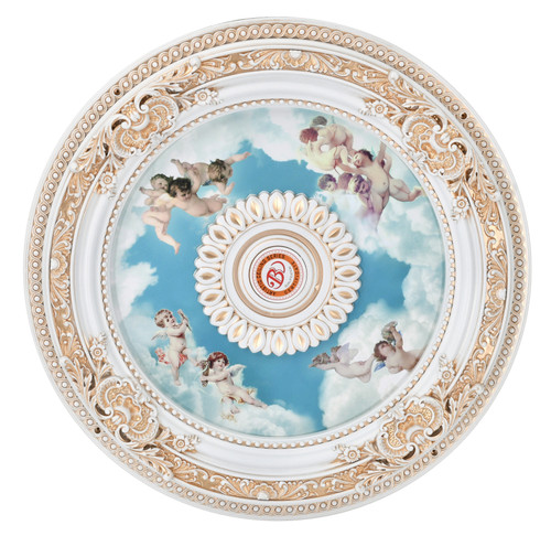 White Cherub Ceiling Medallion Room Scene