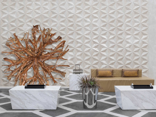 Teak Root Architectural Piece with Stand  B Room Scene