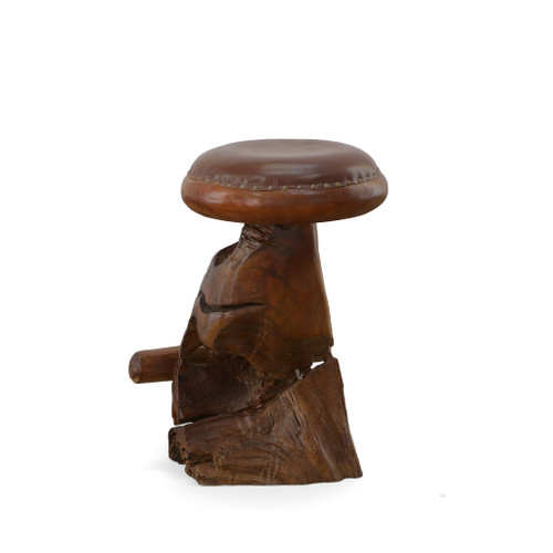 Old Growth Teak Root Bar Stool Close Up Image