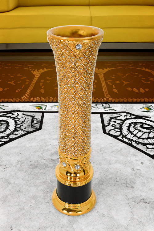 Czar Fluted Crystal Tall Table Vase 24H Room Scene