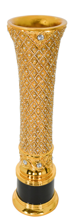 Czar Fluted Crystal Tall Table Vase 24H Close Up Image