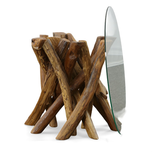 Natural Teak Root Branch End Table Close Up Image