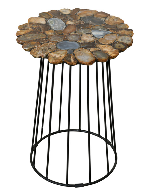 Natrual Agate Side Table with Iron Base
