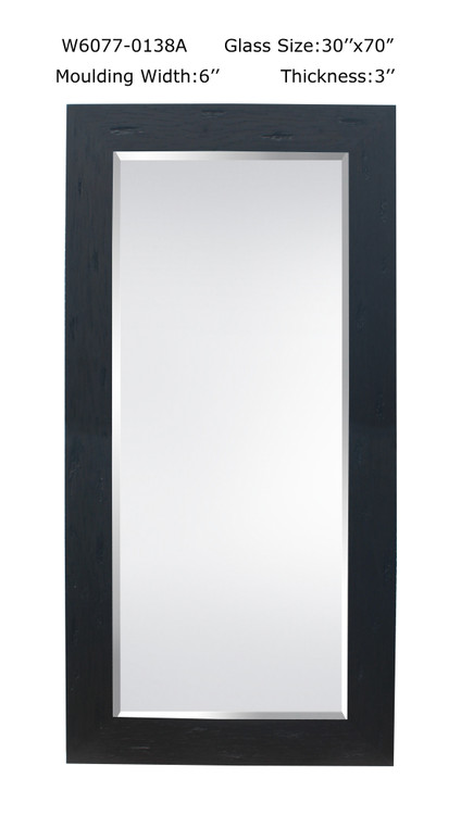 Distressed Black Leaner Mirror with Rubbed Highlights 41.5'W x 82"H