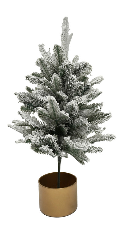 Winter Frosted Tree with Gold Stand