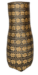 Large Woven Handpainted Basket with Flowers