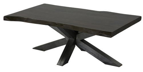 Mountain Studio Natural Live Edge Wood and Steel Coffee Table 54 Inch