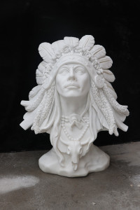 White Marble Native American Bust