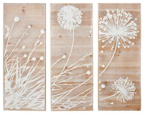 Whispering Meadows Carved Wood Wall Panel Set of 3