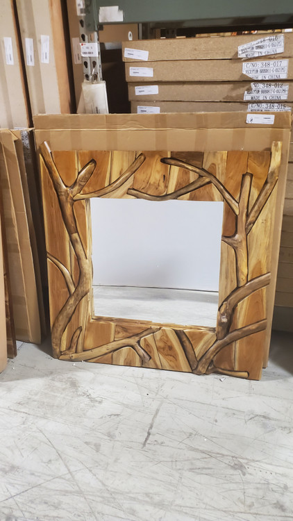 Teak Square Mirror Model C Room Scene