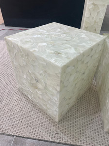 White Ice Quartz Leaf End Table