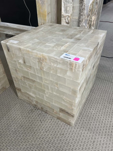 White Ice Amber Quartz End Table