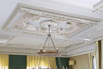63in Silver and Pink Retangular Ceiling Medallion