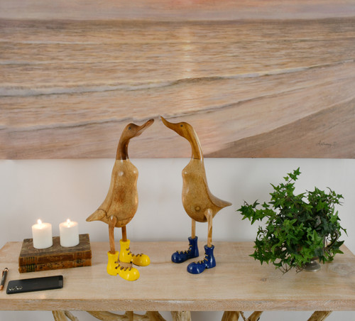 Inverness Farmhouse Pair Bamboo Duck Statues with Colorful Shoes Room Scene