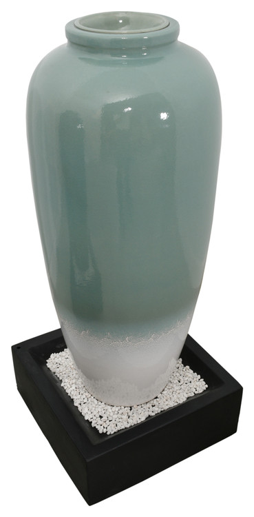 Blue Bubbling Outdoor Garden Vase Fountain 45 inches