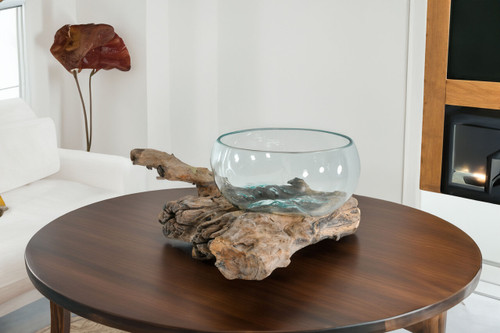 Free Form Teak Root Tabletop Bowl Room Scene